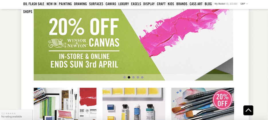 Cass Art landing page Cass Art landing page